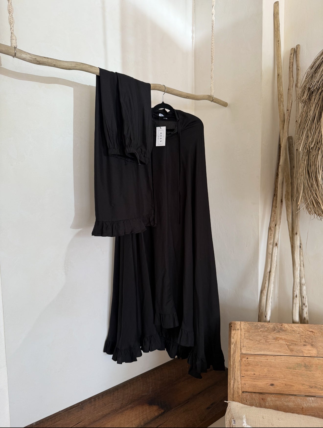 Linen Black Iman Prayer Set - ADULTS